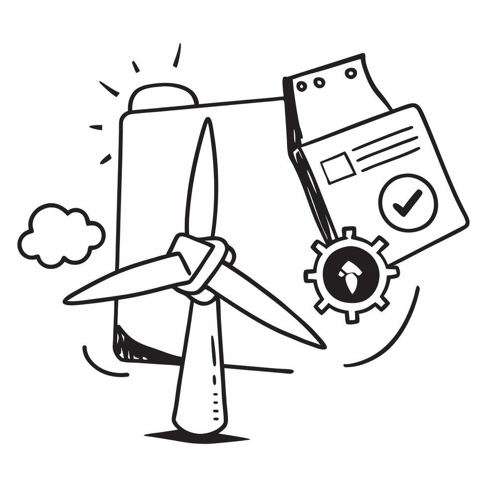 Wind turbine and digital security concept as A wind turbine paired with a digital security icon symbolizing the use of renewable energy in secure IT systems perfect for isolated ve Dynamics vector
