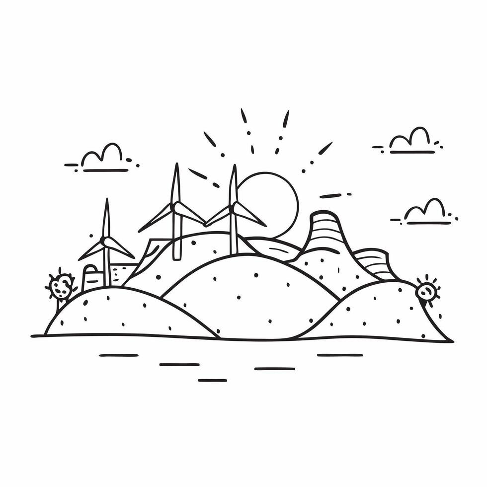 Wind turbines on a hill concept as A picturesque hill with wind turbines capturing the essence of progress and hard work ideal for business presentations needing a clean and motiva Dynamics vector