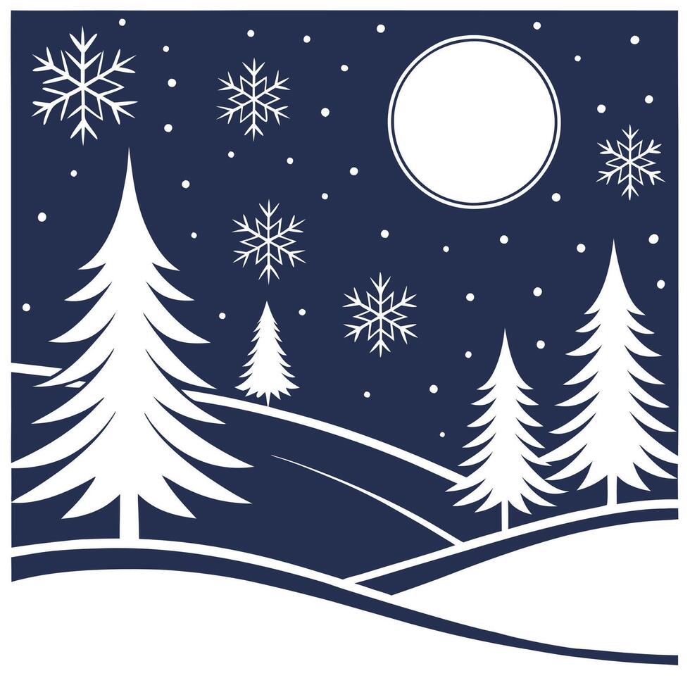 Winter nights seamless pattern with glittering ice crystals soft moonlight and snowy trees for a cold tranquil winter night concept as Tranquil winter night pattern with glittering Dynamics vector