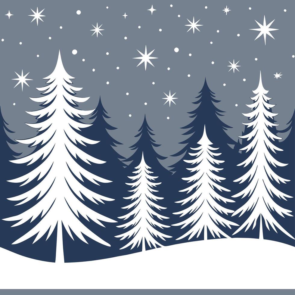 Winter nights seamless pattern with frosty trees soft snowflakes and quiet night skies for a calm reflective atmosphere concept as Calm winter night pattern with frosty trees soft Dynamics vector