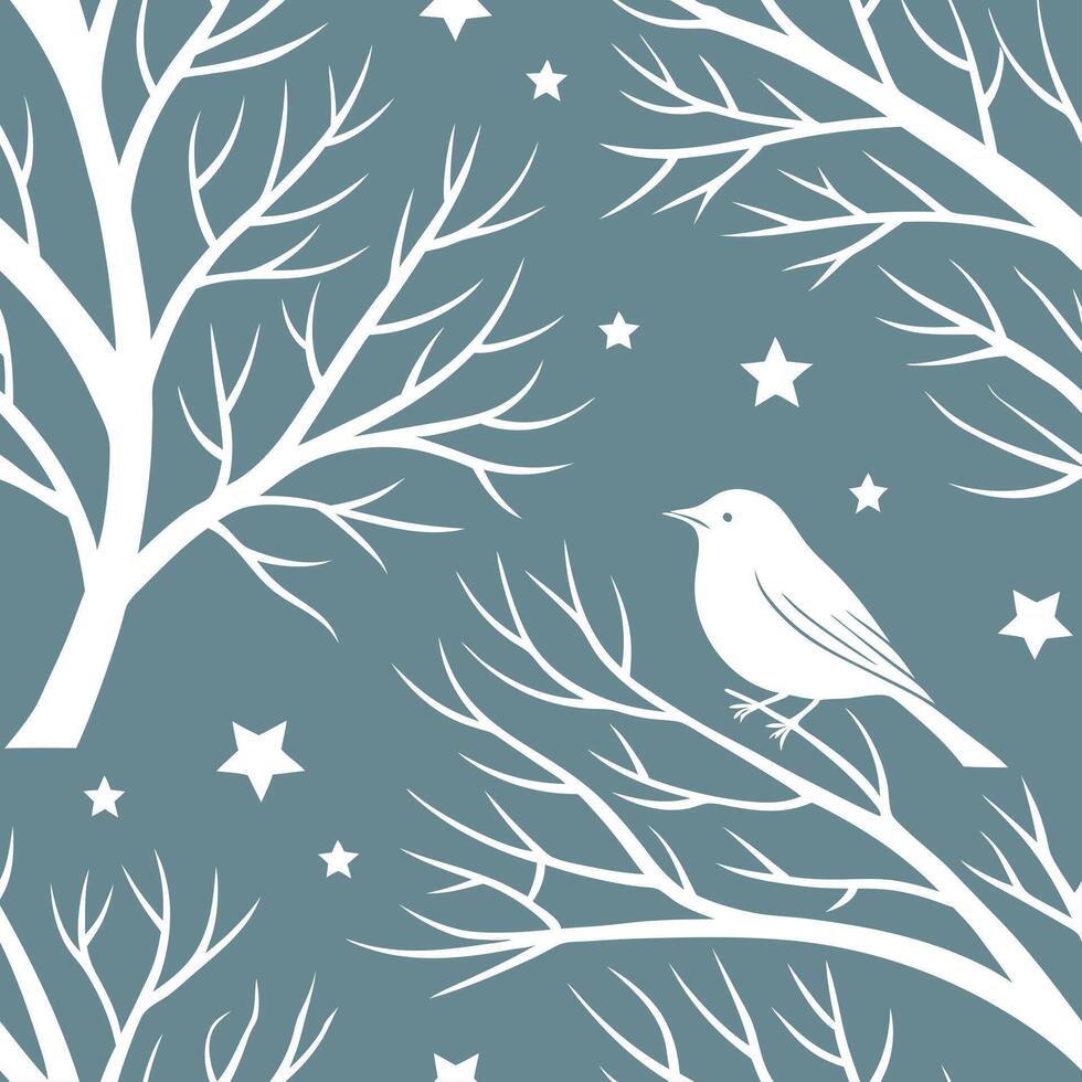 Winter nights seamless pattern with glowing stars icy lakes and frosty branches for a cool winter night atmosphere concept as Cool winter night pattern with glowing stars icy lakes Dynamics Set 2 vector