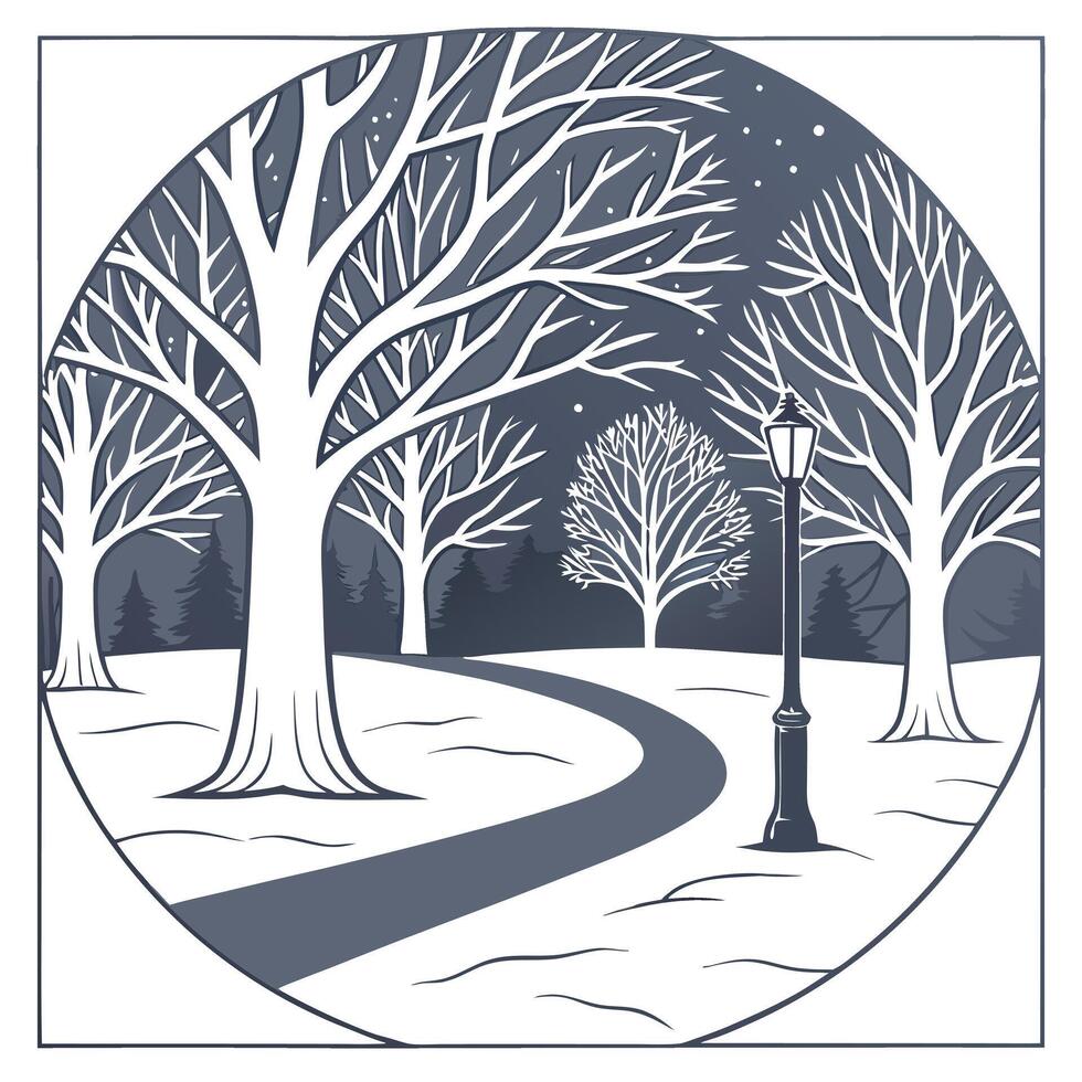 Winter nights seamless pattern with snowy hills distant mountains and sparkling stars for a peaceful remote winter landscape concept as Remote winter night pattern with snowy hills Dynamics Set 3 vector