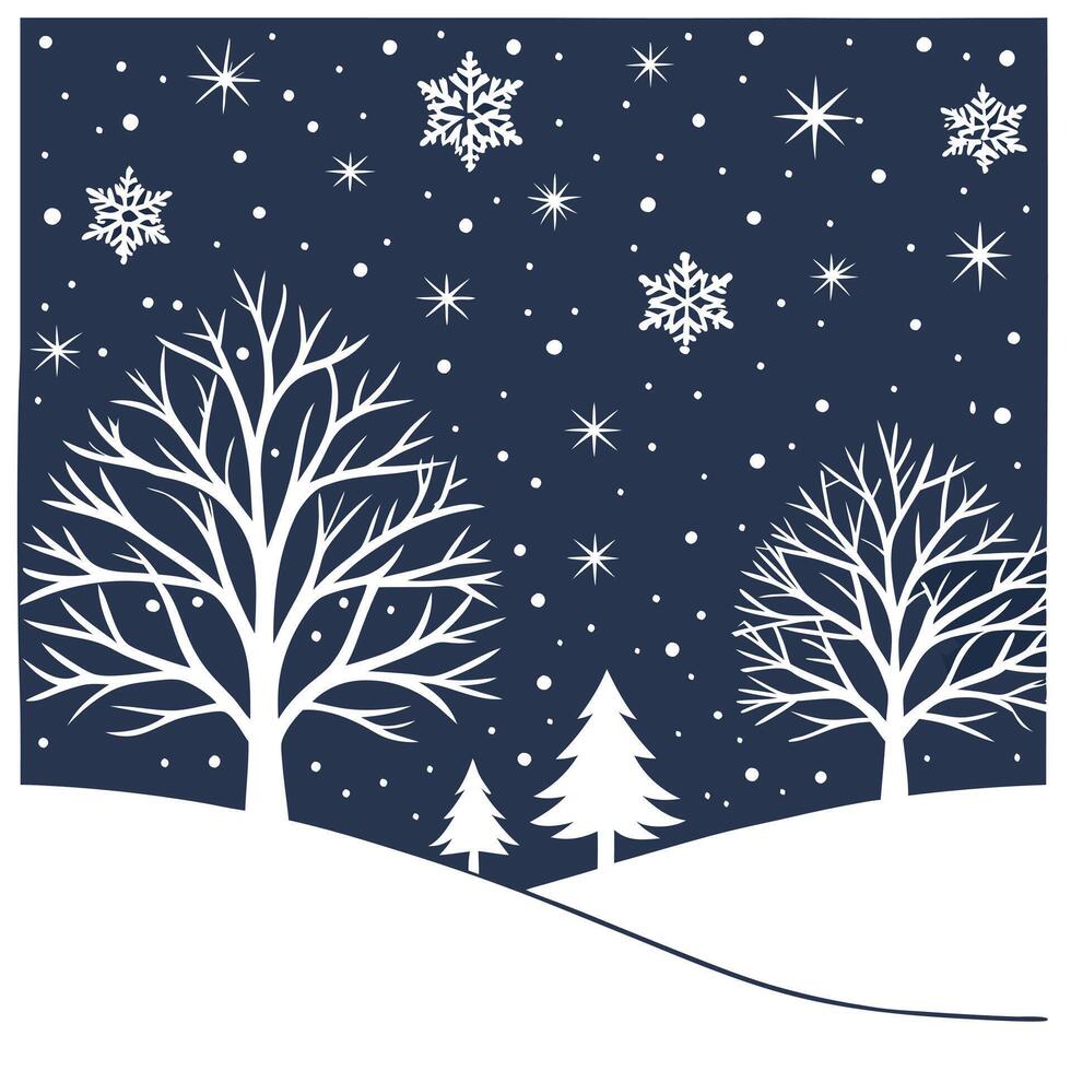 Winter nights seamless pattern with soft snowflakes frosty landscapes and star filled skies for a serene night design concept as Serene winter night pattern with soft snowflakes fr Dynamics vector