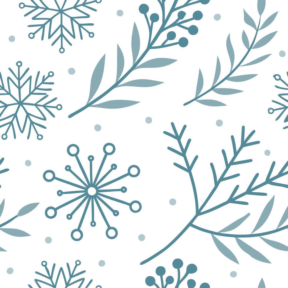 Winter snow seamless pattern with ice crystals frosty branches and winter flowers for a delicate frosty atmosphere concept as Delicate winter snow pattern with ice crystals frosty Dynamics vector
