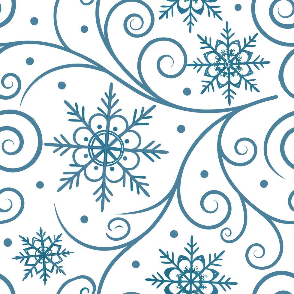 Winter snow seamless pattern with swirling snowflakes and icy blue tones for a peaceful frosty atmosphere concept as Peaceful winter snow pattern with swirling snowflakes and icy b Dynamics vector