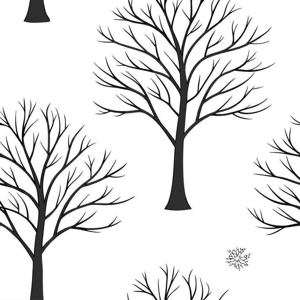 Winter trees seamless pattern with bare branches light frost and delicate snowflakes for a minimal winter design concept as Minimalist winter trees pattern with bare branches light Dynamics vector