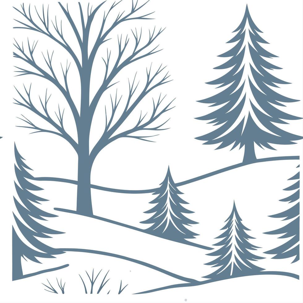 Winter trees seamless pattern with frosted pine trees and light snowfall for a subtle cool seasonal design concept as Cool winter trees pattern with frosted pine trees and light sn Dynamics vector
