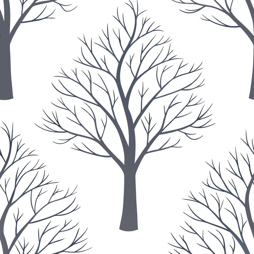 Winter trees seamless pattern with bare branches light frost and delicate snowflakes for a minimal winter design concept as Minimalist winter trees pattern with bare branches light Dynamics Set 2 vector