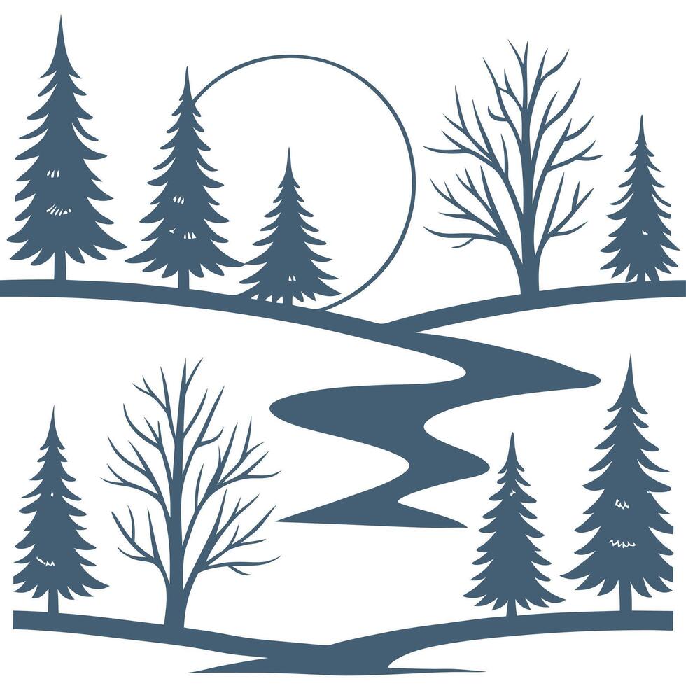 Winter whites seamless pattern with icy lakes snow covered hills and starry skies for a frosty winter night effect concept as Frosty winter night pattern with icy lakes snow covere Dynamics vector