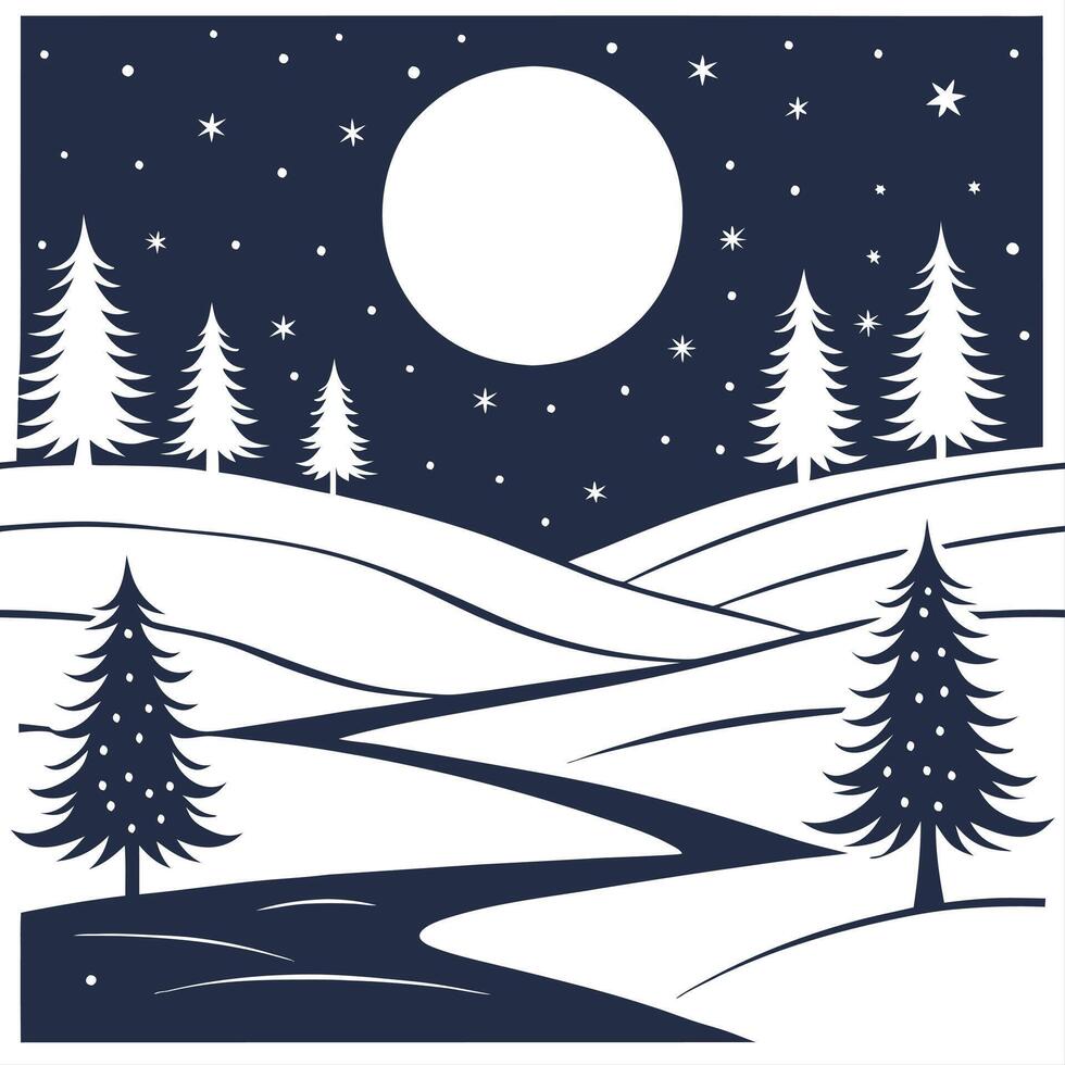 Winter whites seamless pattern with icy lakes snow covered hills and starry skies for a frosty winter night effect concept as Frosty winter night pattern with icy lakes snow covere Dynamics Set 2 vector