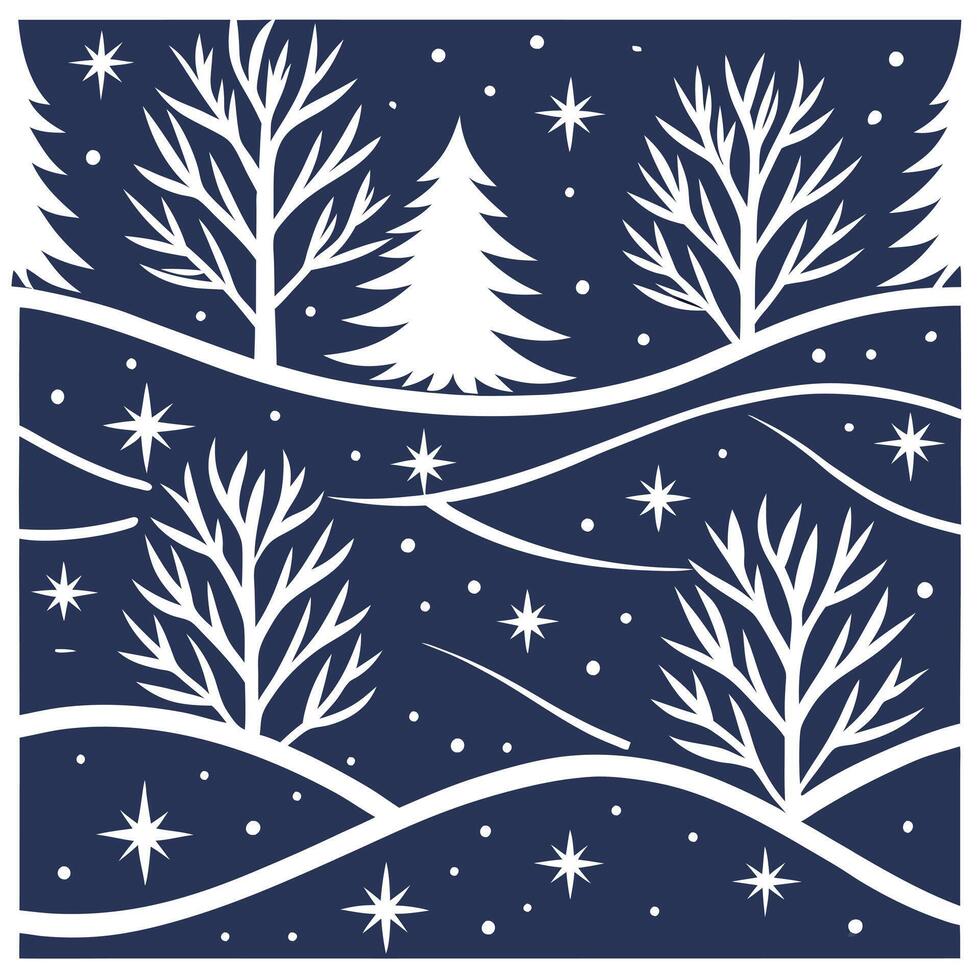 Winter whites seamless pattern with snowflakes frosted trees and soft snow for a serene peaceful winter design concept as Serene winter whites pattern with snowflakes frosted trees Dynamics vector