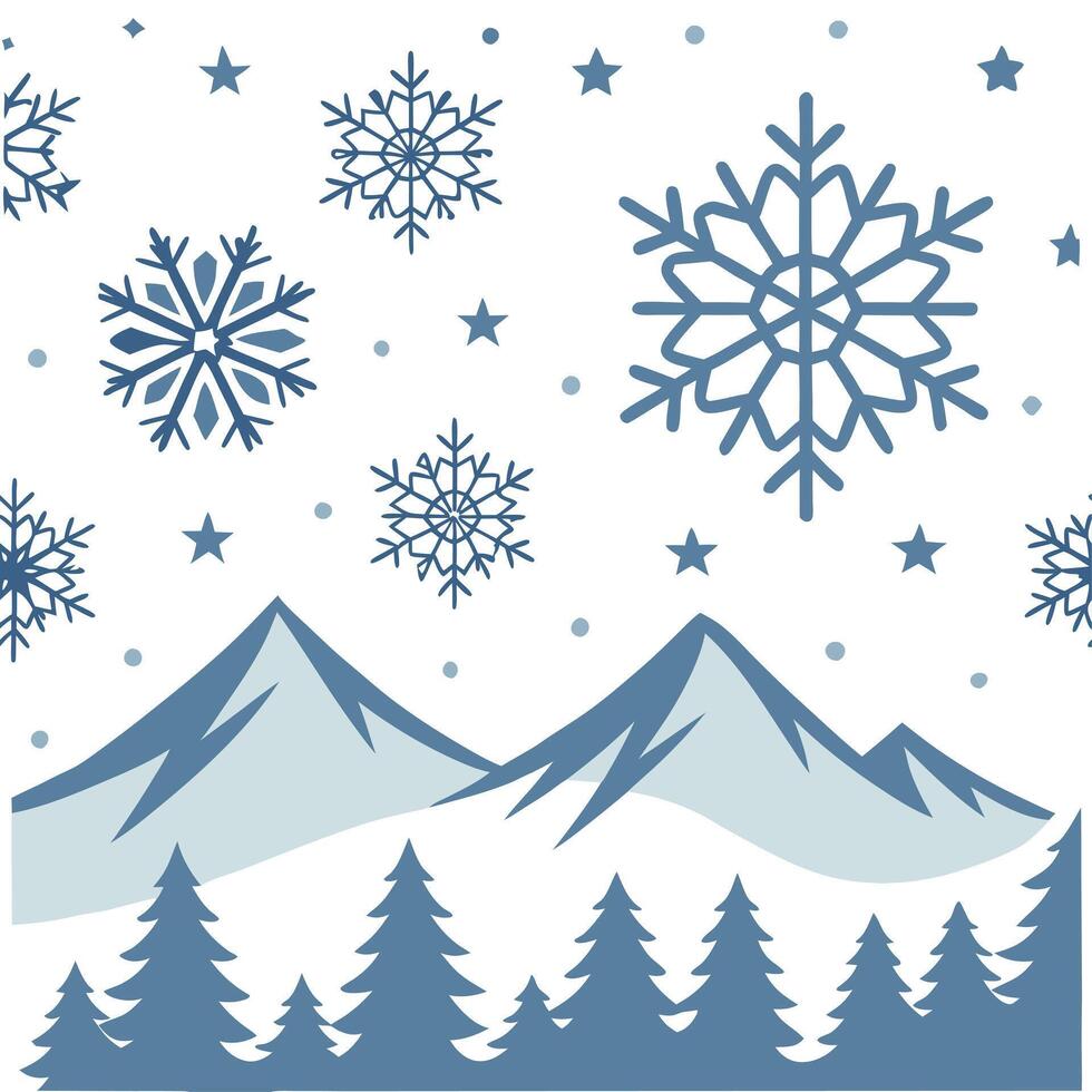 Winter whites seamless pattern with snowflakes frosted trees and soft snow for a serene peaceful winter design concept as Serene winter whites pattern with snowflakes frosted trees Dynamics Set 2 vector
