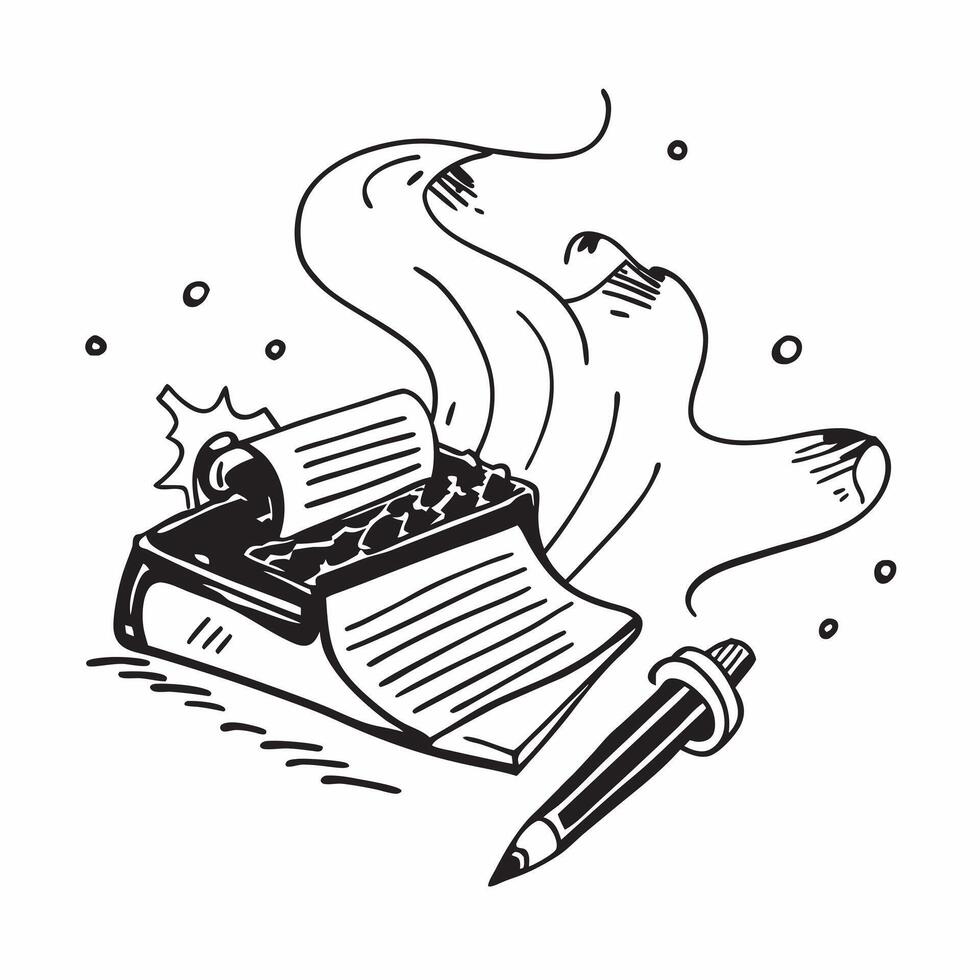 Writer double exposure with typewriter concept as A writers profile merged with a typewriter representing literary responsibility and creativity Perfect for writing and publishing Dynamics vector