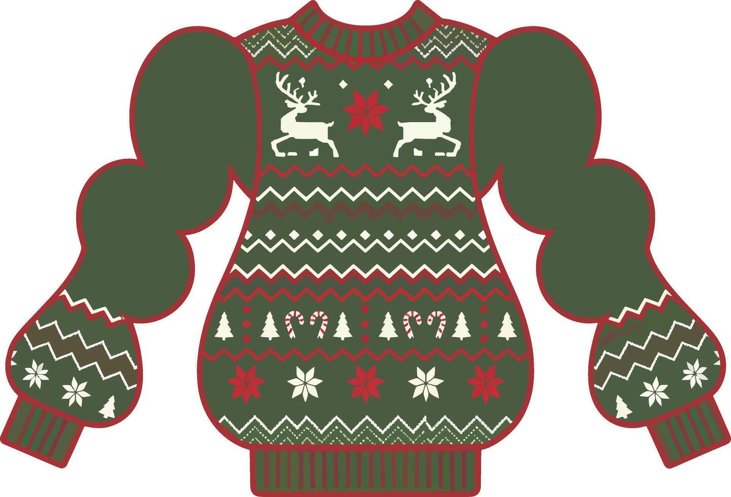 Ugly Sweaters Christmas deer print mockup vector