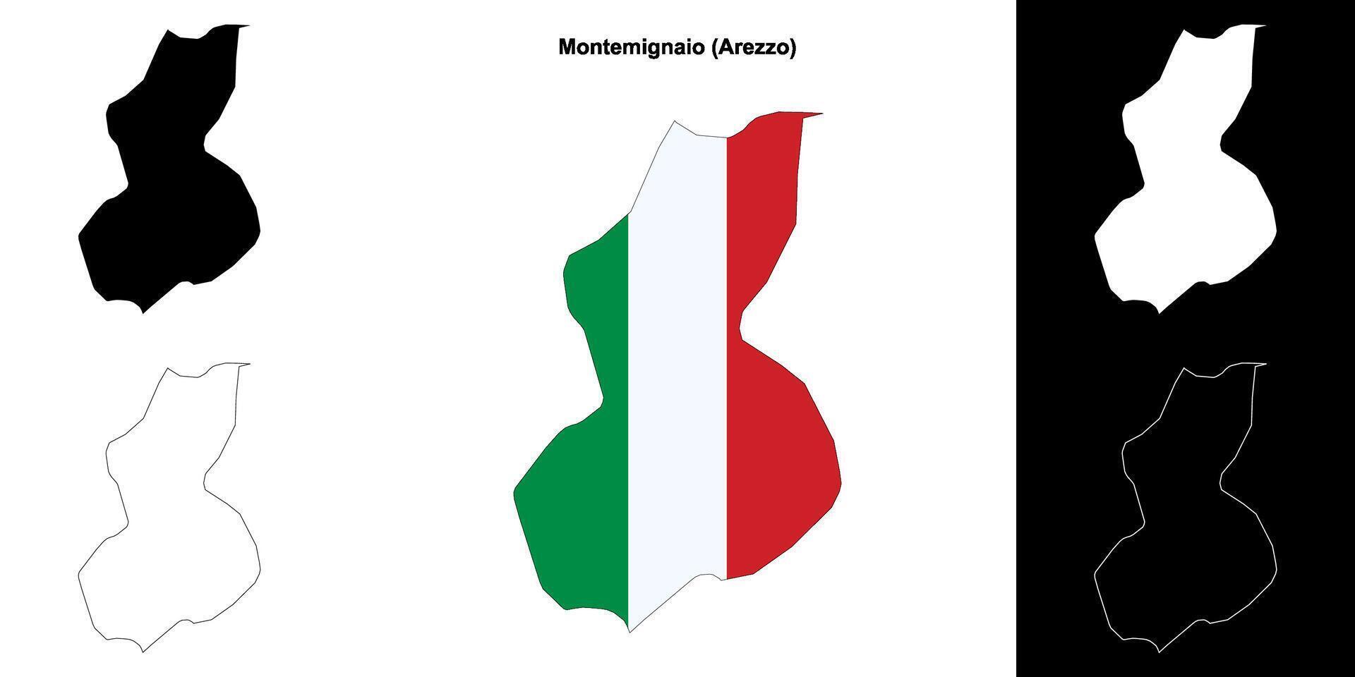 Montemignaio, Tuscany outline map set vector