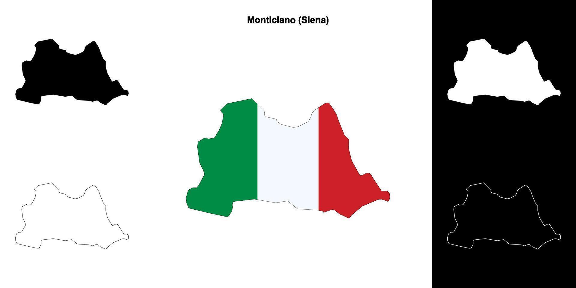 Monticiano, Tuscany outline map set vector