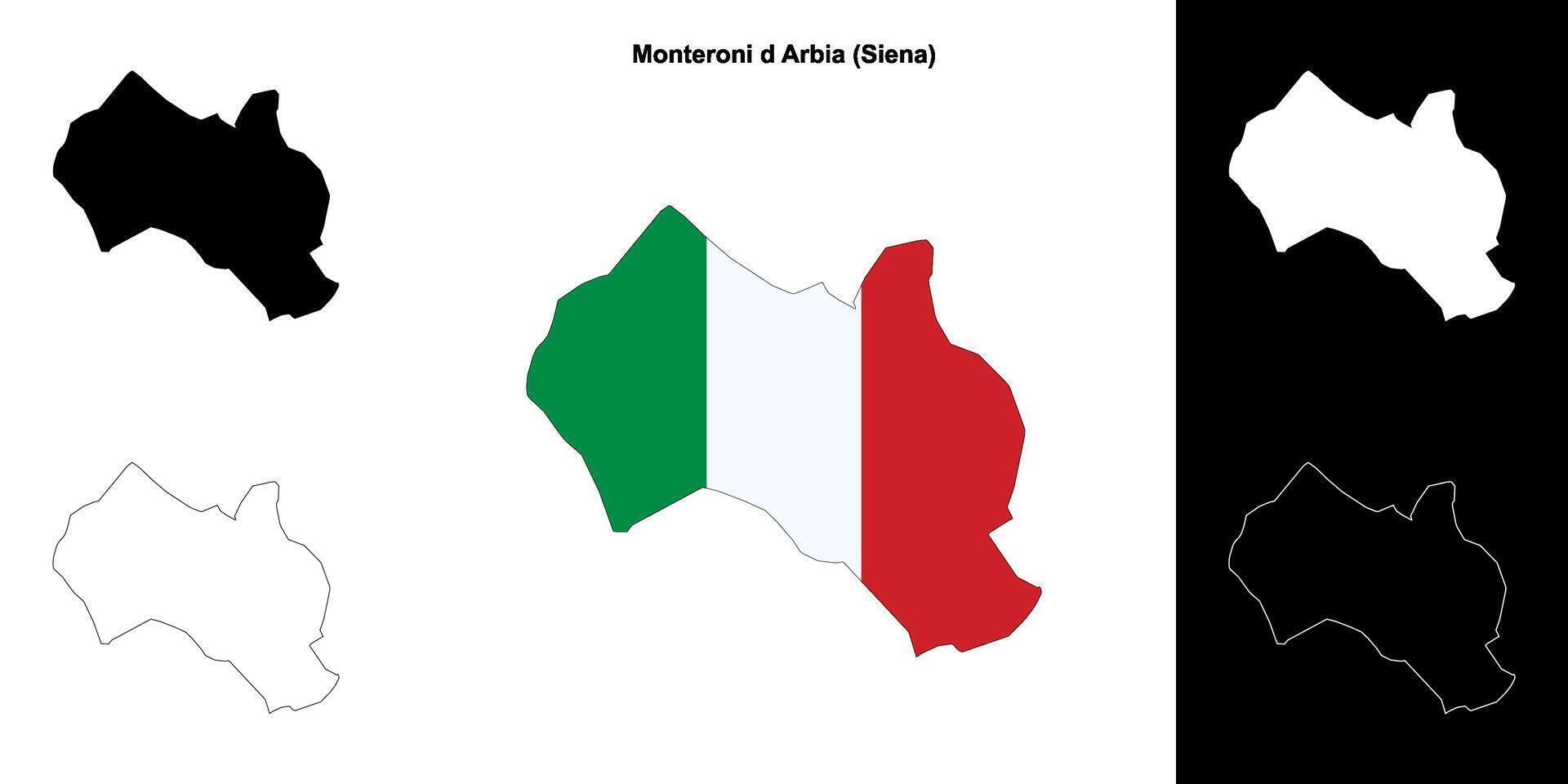 Monteroni d Arbia, Tuscany outline map set vector