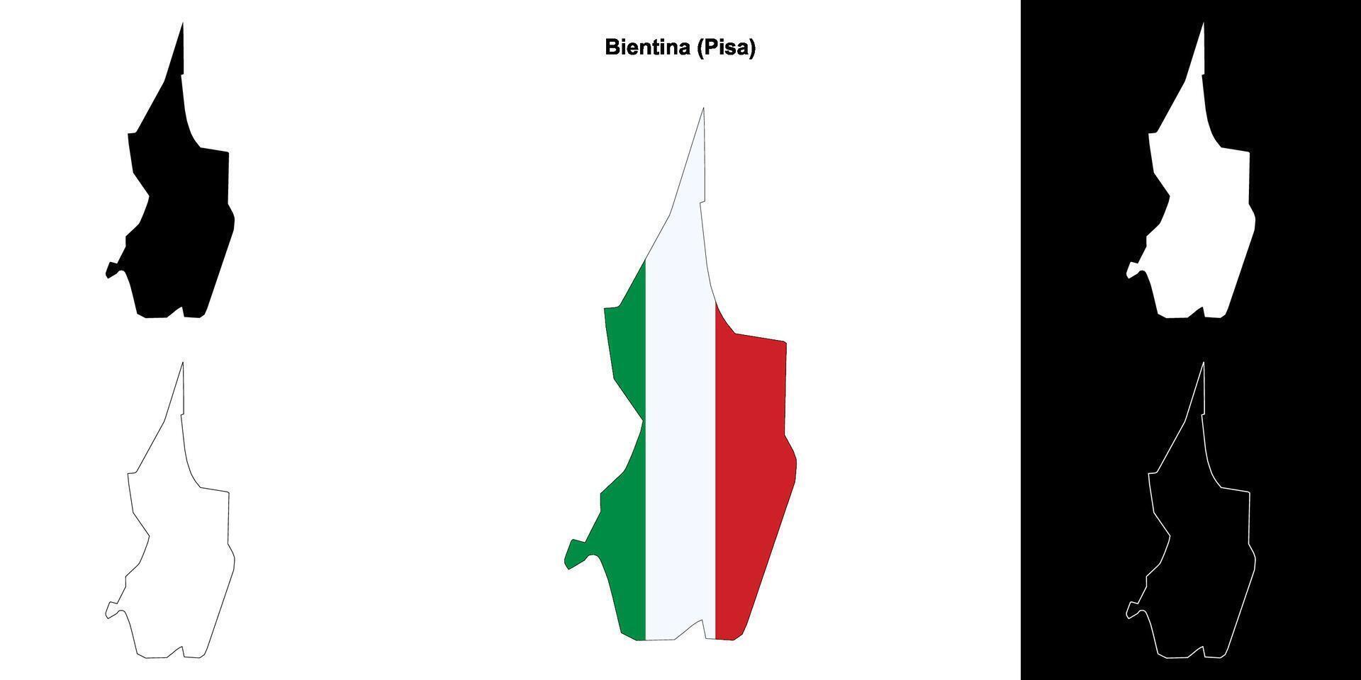 Bientina, Tuscany outline map set vector