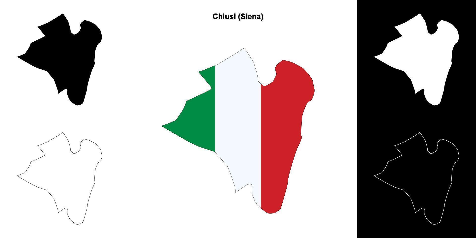 Chiusi, Tuscany outline map set vector