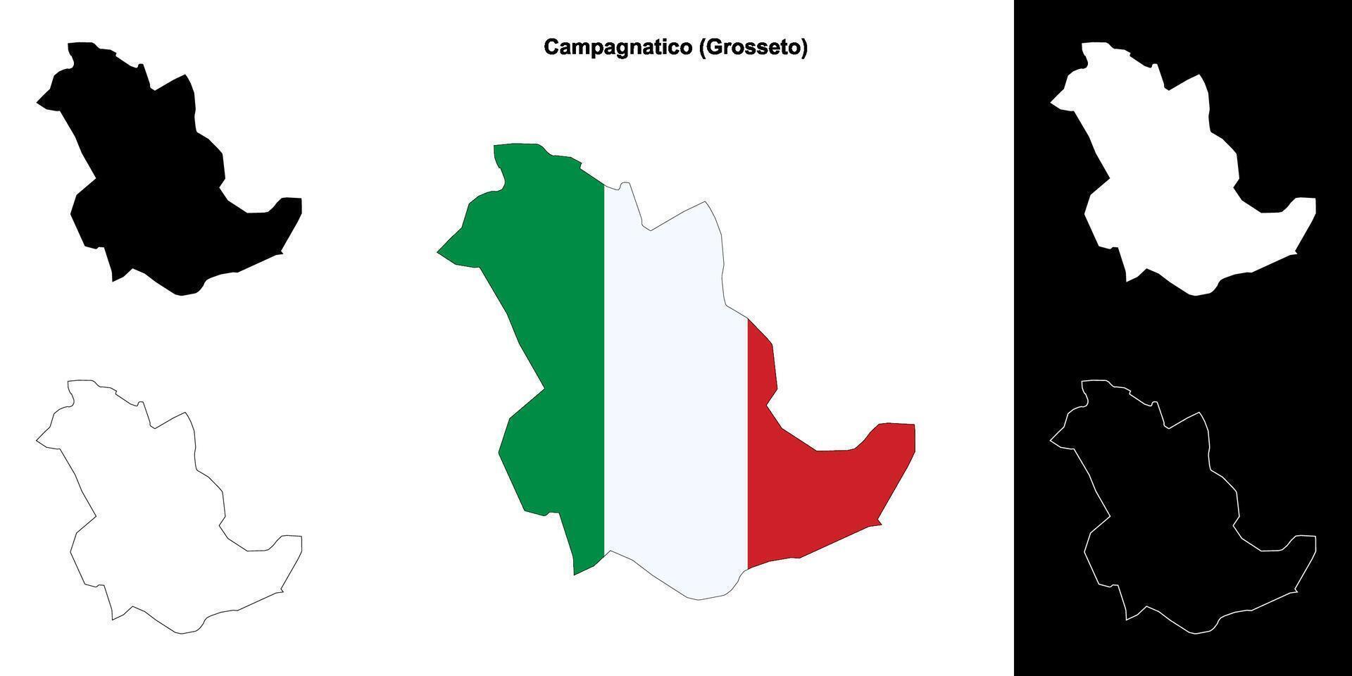 Campagnatico, Tuscany outline map set vector