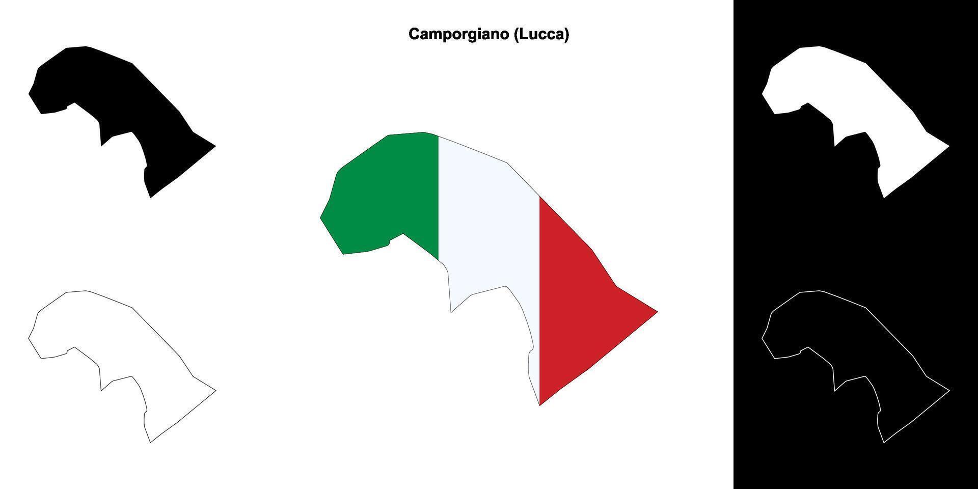 Camporgiano, Tuscany outline map set vector