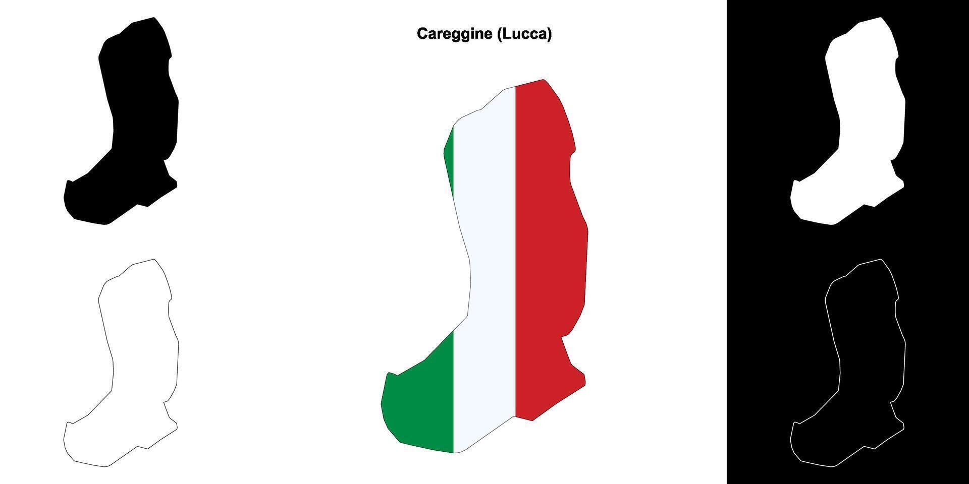Careggine, Tuscany outline map set vector