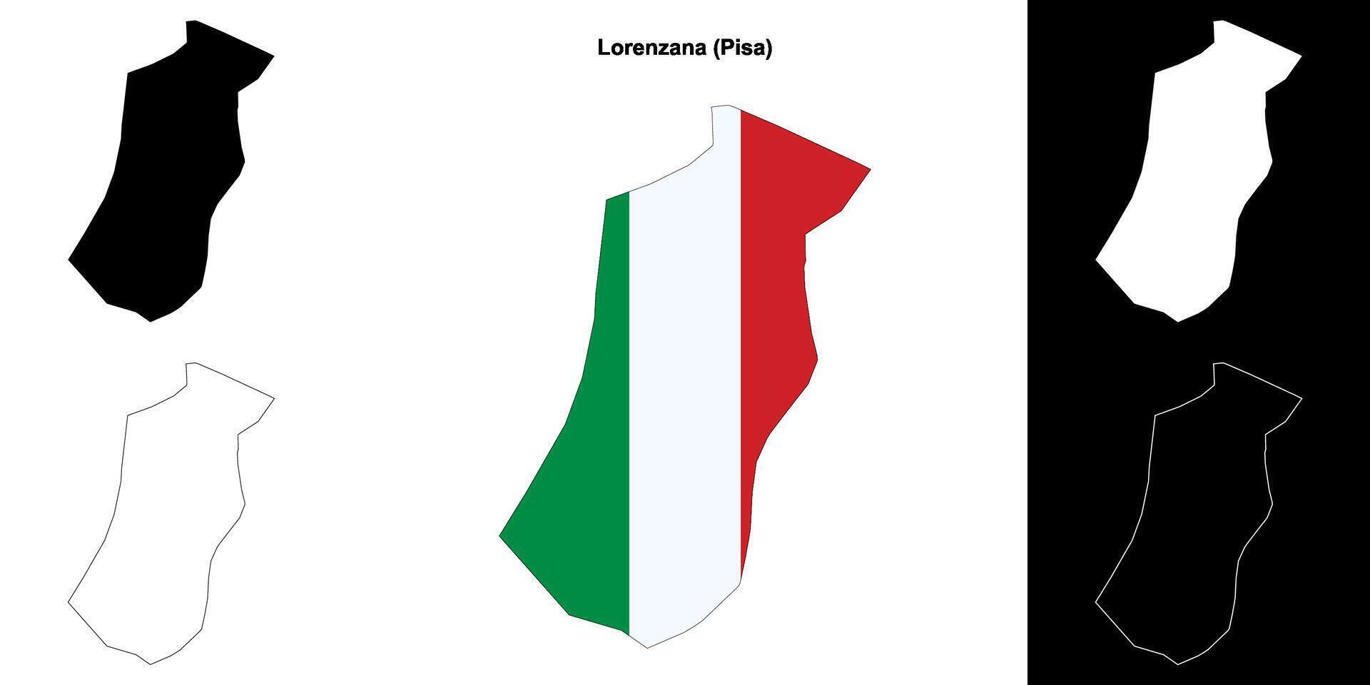 Lorenzana, Tuscany outline map set vector