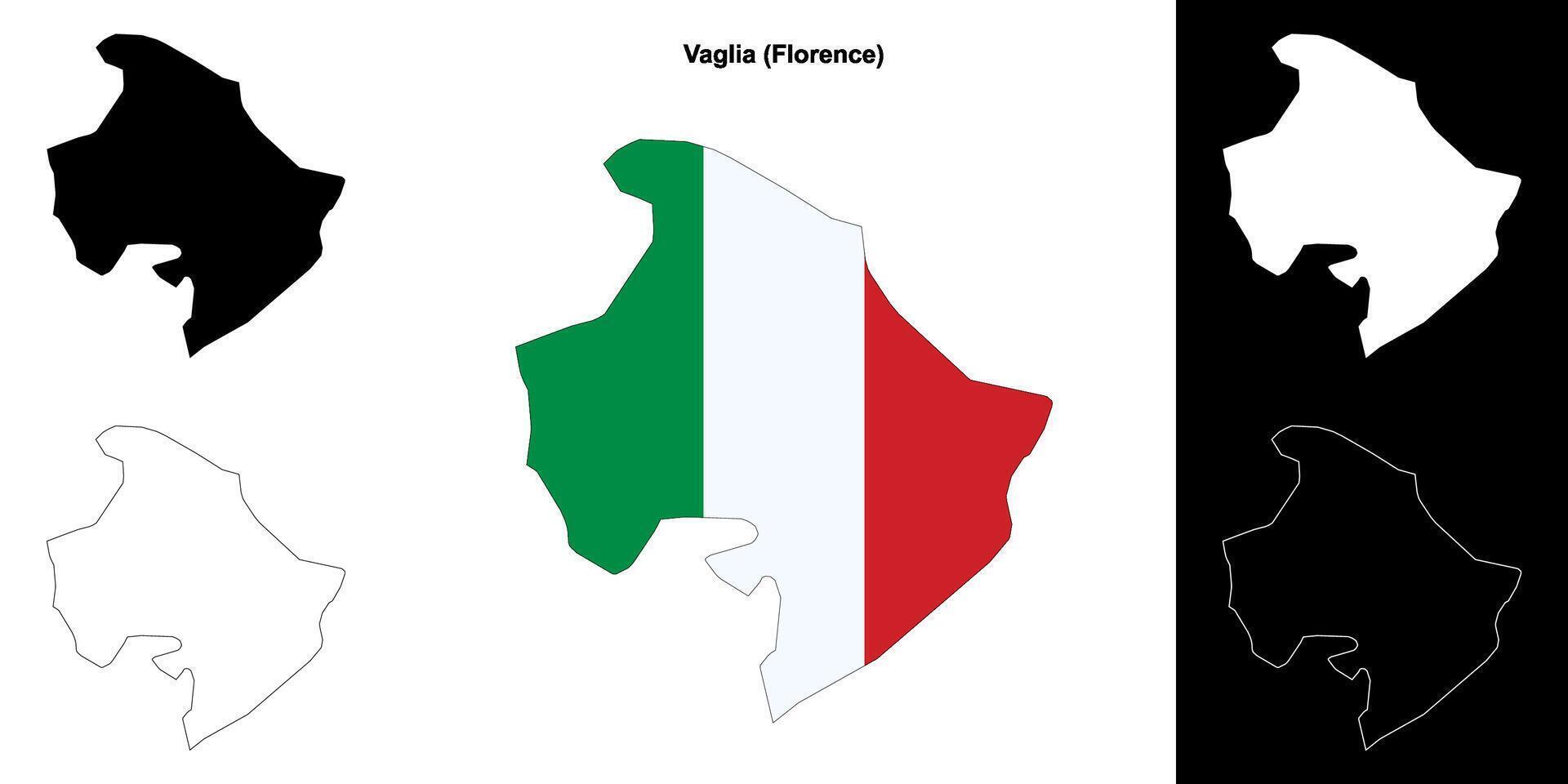 Vaglia, Tuscany outline map set vector