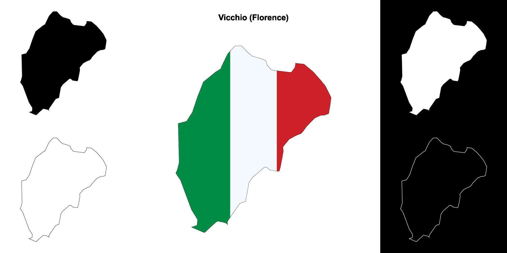 Vicchio, Tuscany outline map set vector