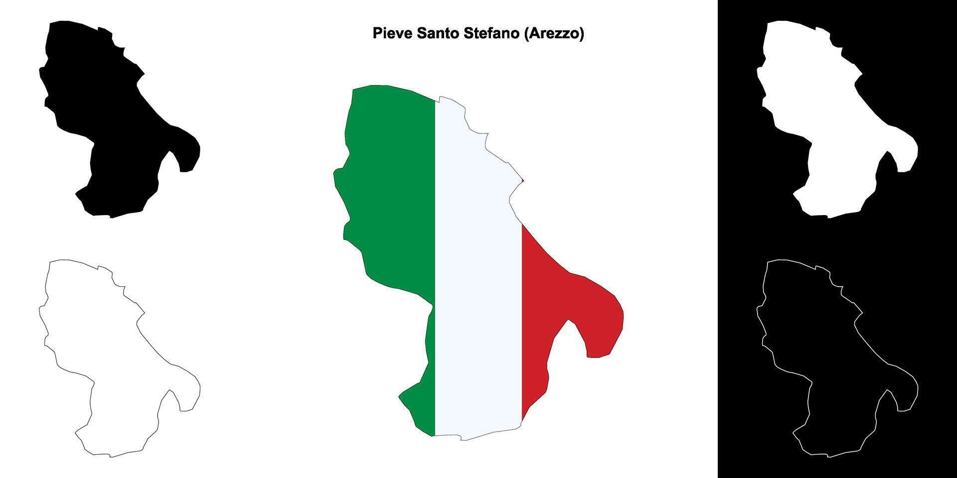 Pieve Santo Stefano, Tuscany outline map set vector