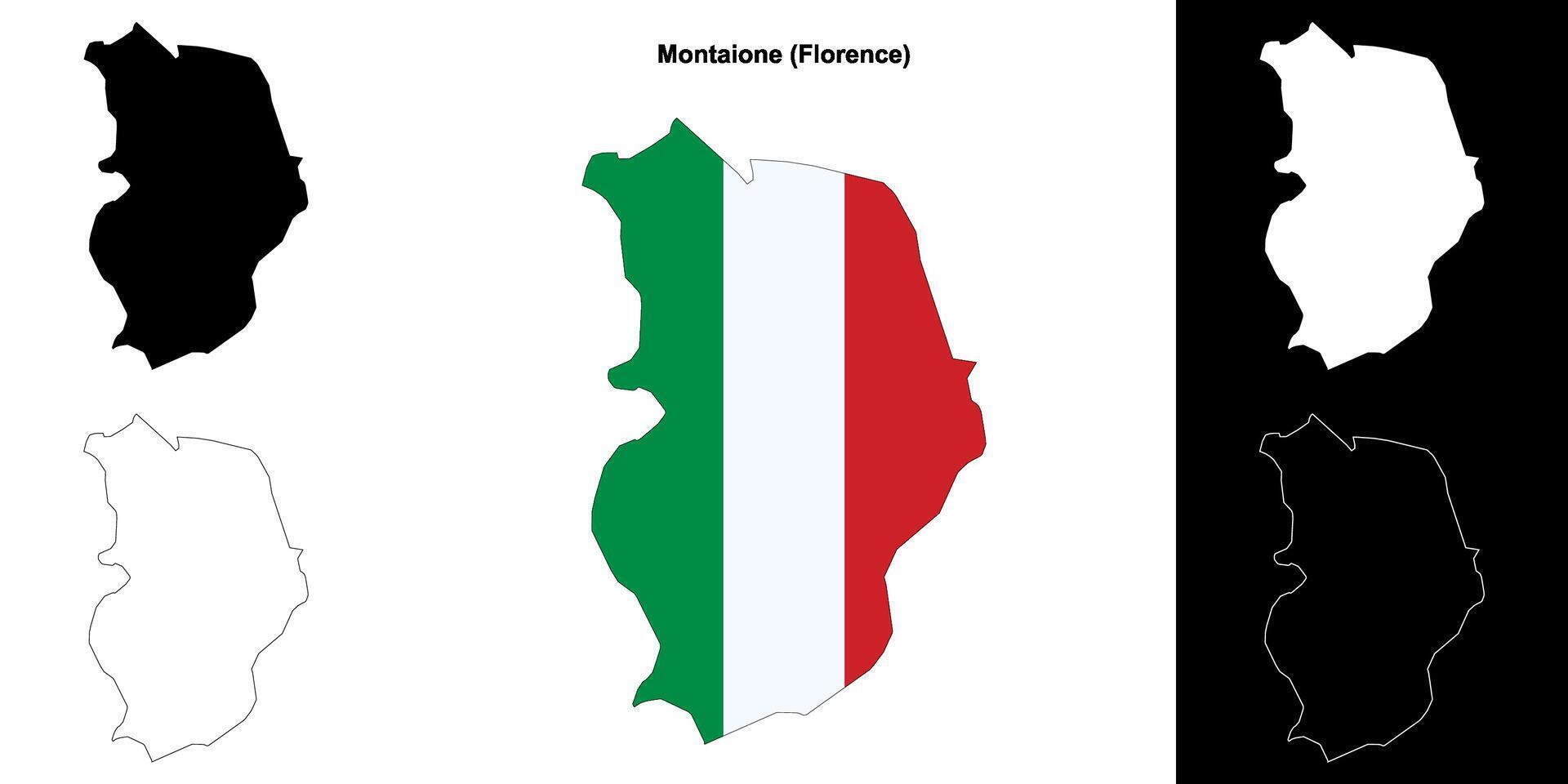 Montaione, Tuscany outline map set vector