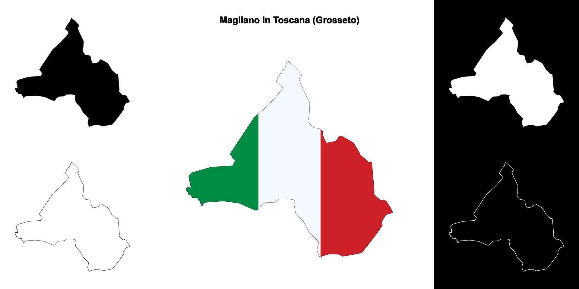 Magliano In Toscana, Tuscany outline map set vector