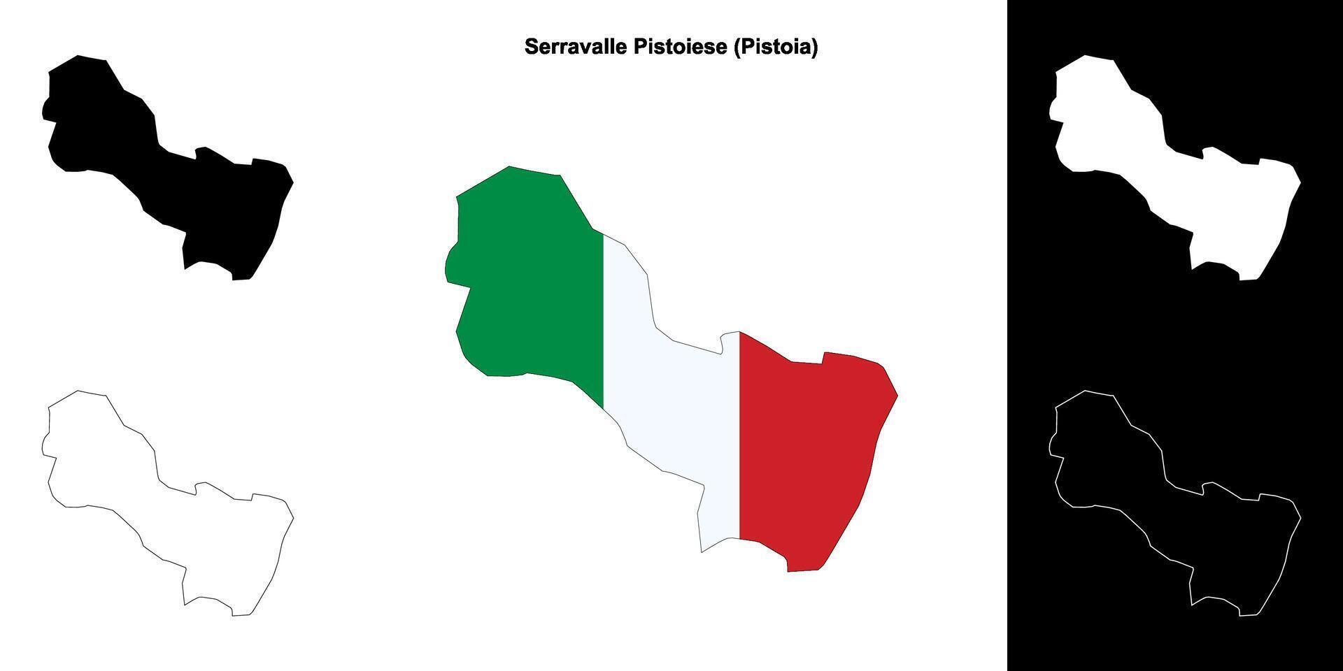 Serravalle Pistoiese, Tuscany outline map set vector