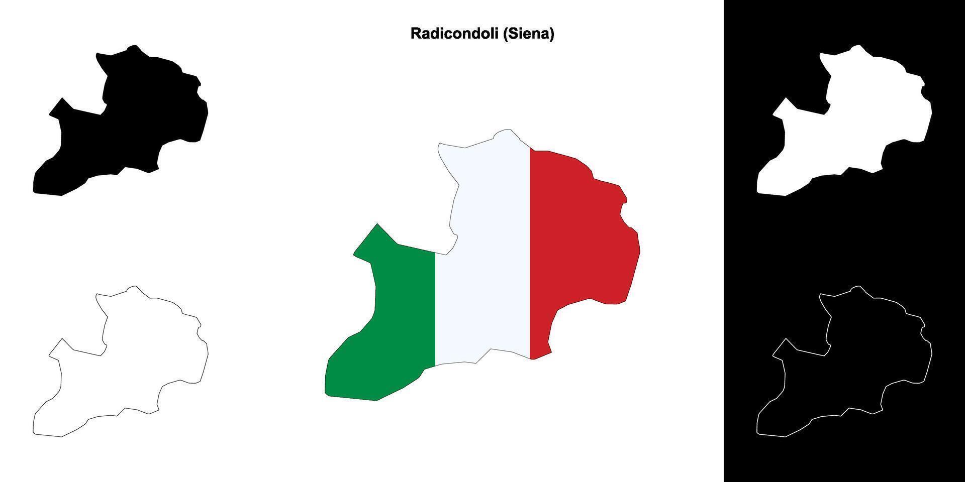 Radicondoli, Tuscany outline map set vector