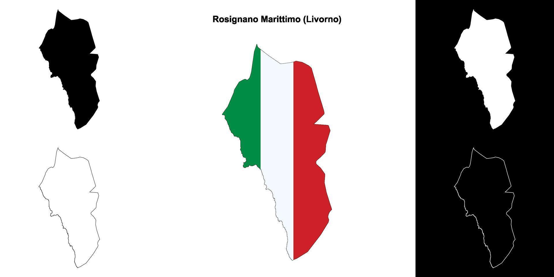 Rosignano Marittimo, Tuscany outline map set vector