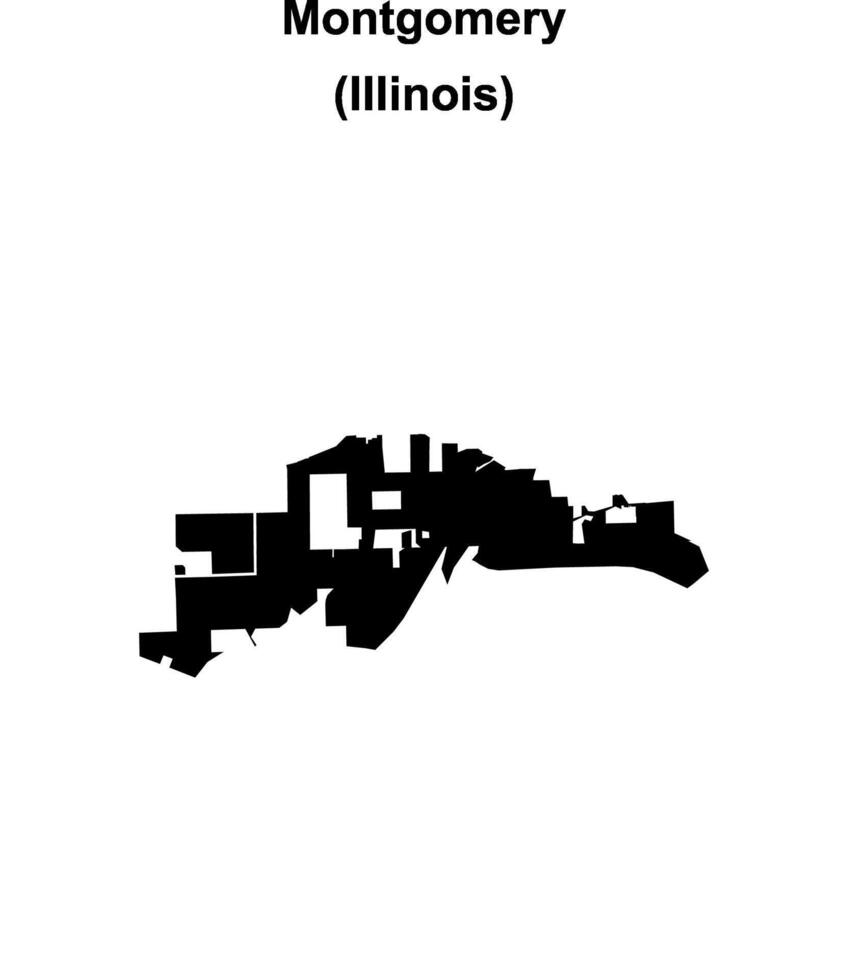 Montgomery, Illinois blank outline map vector