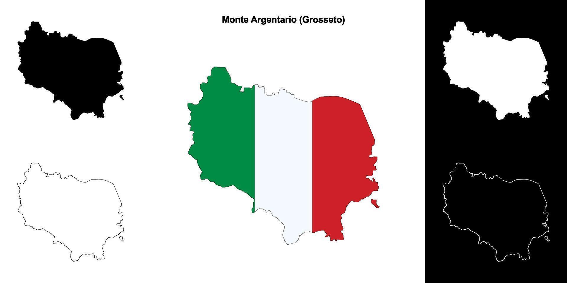 Monte Argentario, Tuscany outline map set vector