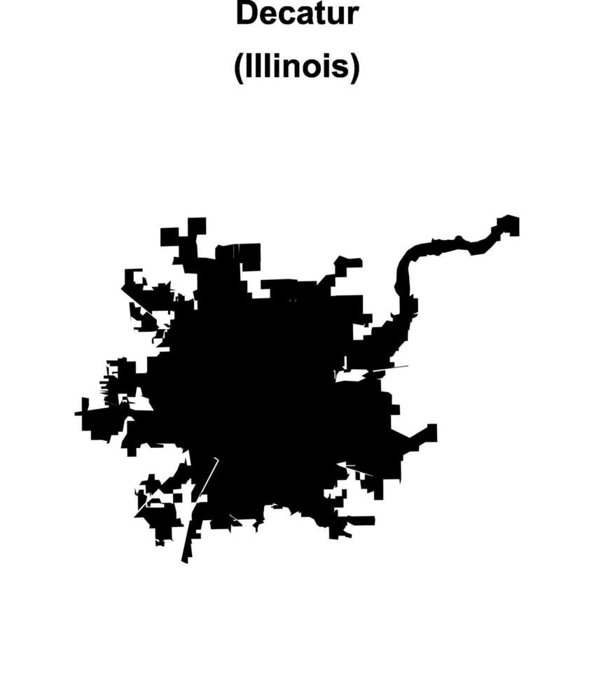 Decatur, Illinois blank outline map vector