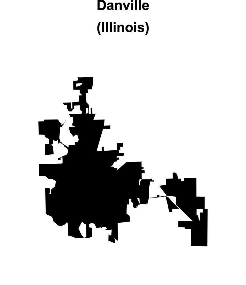 Danville, Illinois blank outline map vector