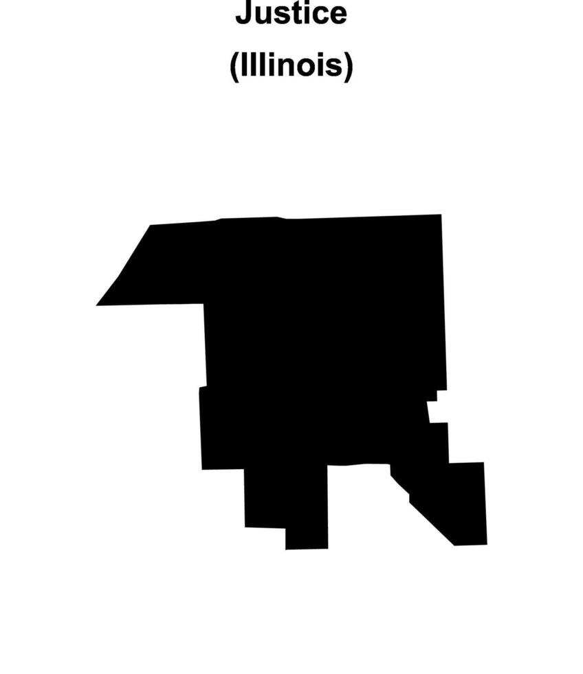 Justice, Illinois blank outline map vector