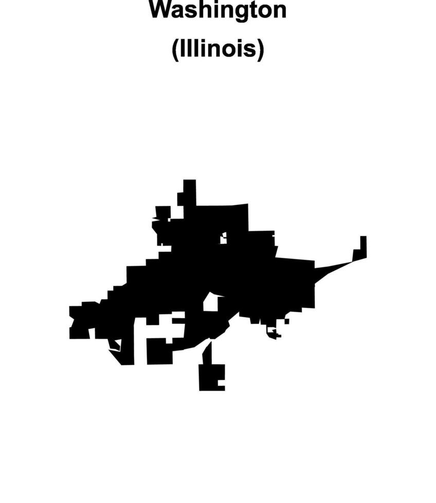Washington, Illinois blank outline map vector