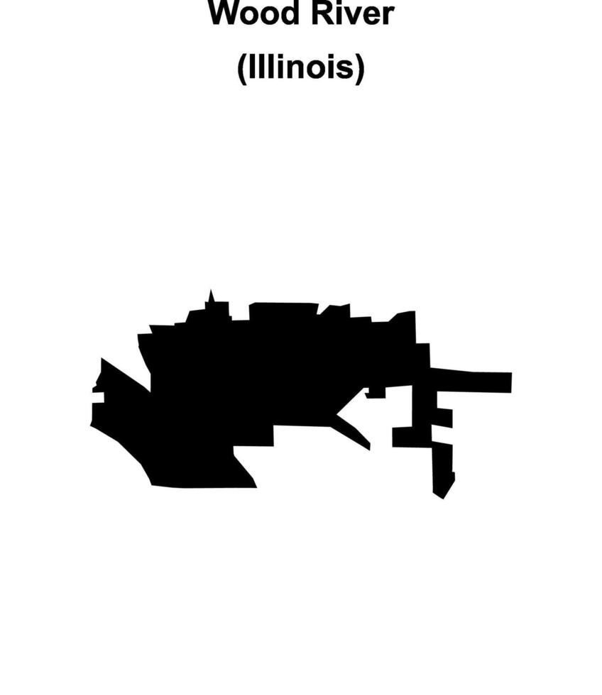 Wood River, Illinois blank outline map vector