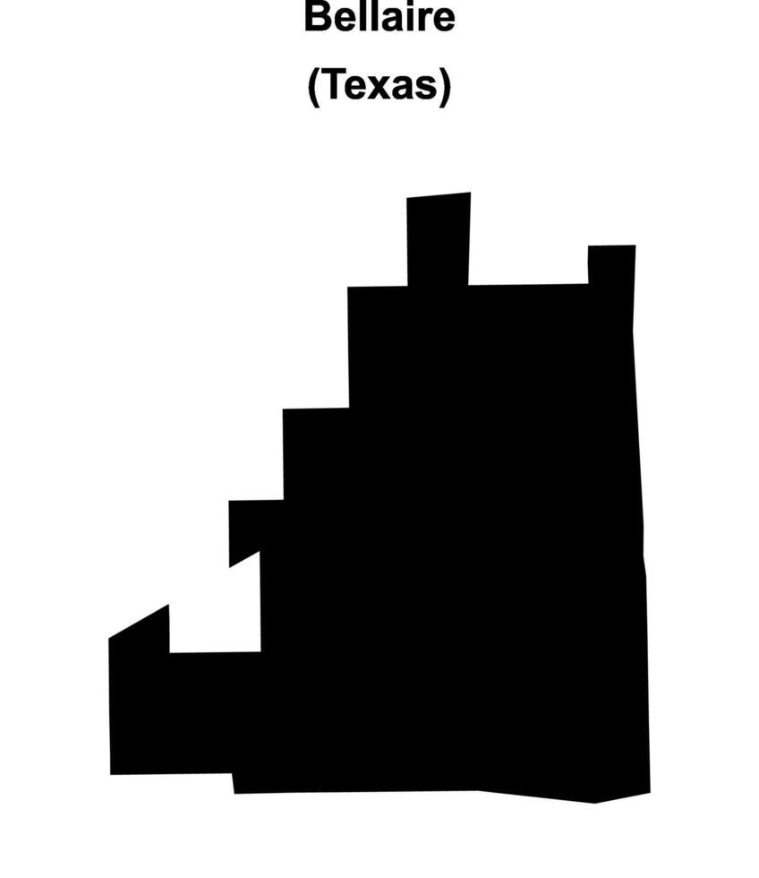 Bellaire, Texas blank outline map vector