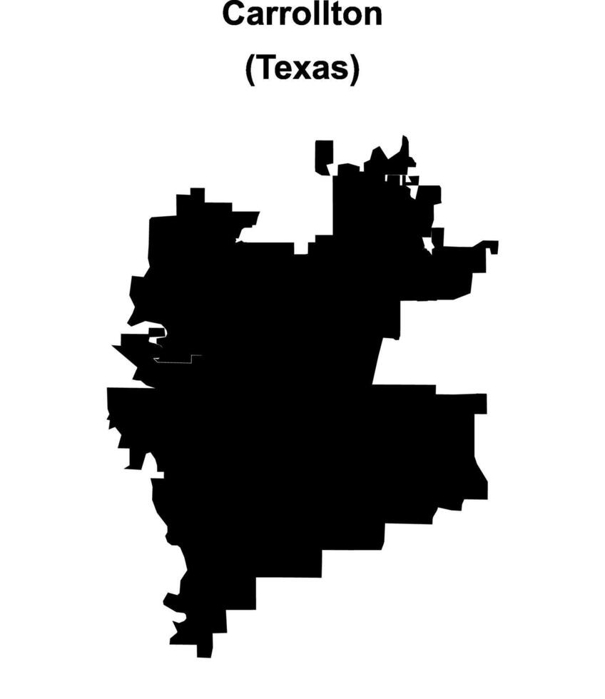 Carrollton, Texas blank outline map vector