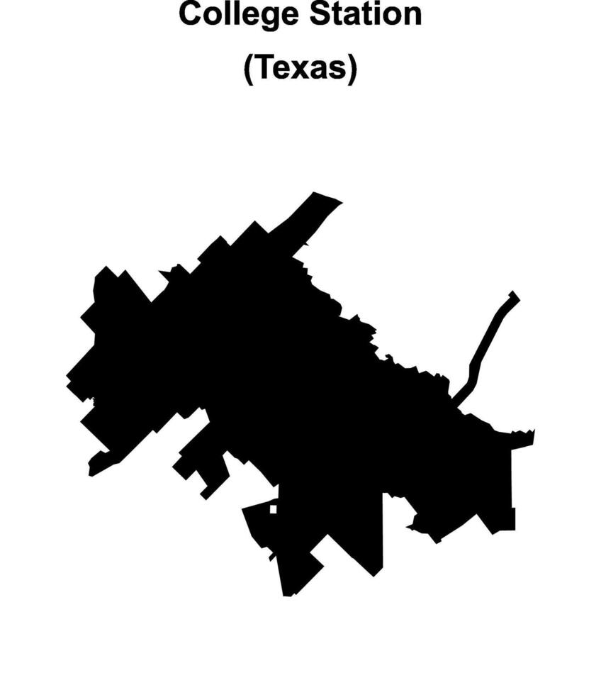College Station, Texas blank outline map vector