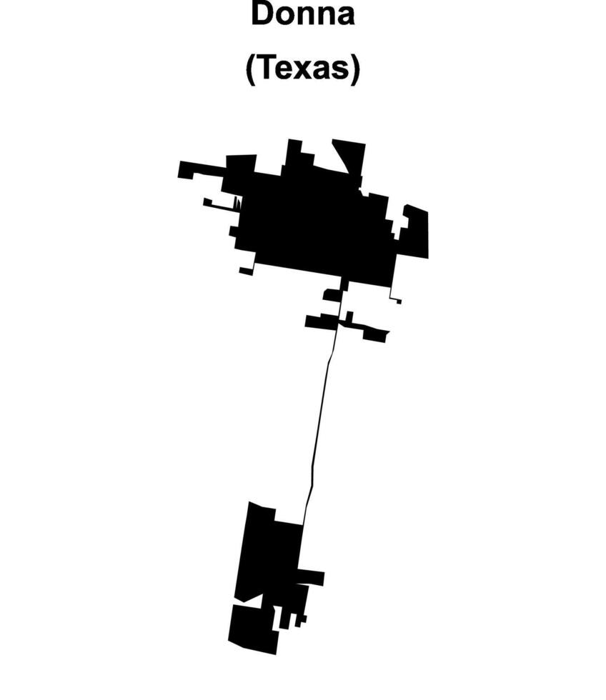 Donna, Texas blank outline map vector