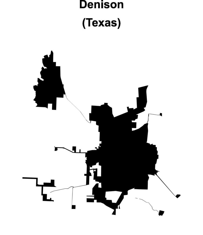 Denison, Texas blank outline map vector