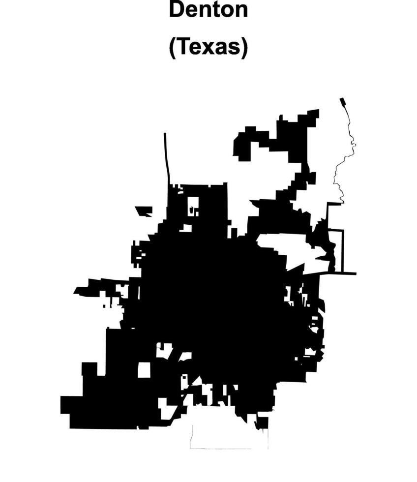Denton, Texas blank outline map vector