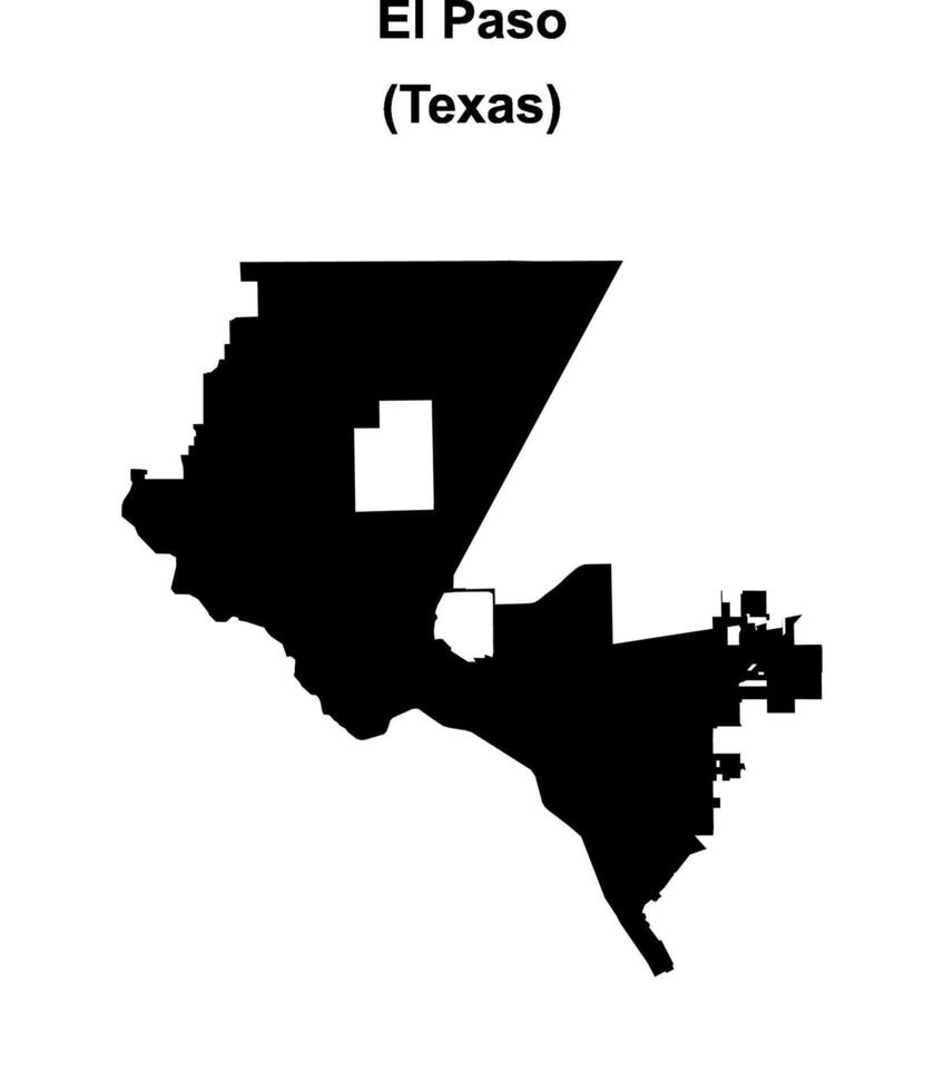 El Paso, Texas blank outline map vector