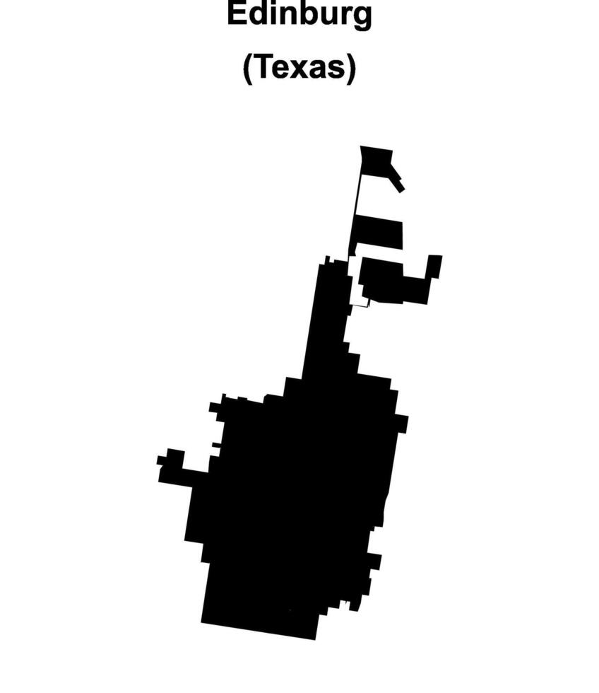Edinburg Texas blank outline map - Edinburg Texas Blank Outline Map Free Vector 